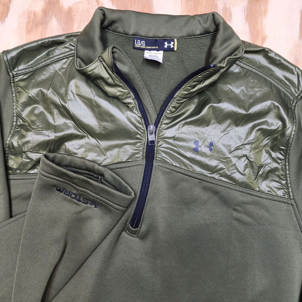 Under Armour Storm Sweatshirt Mens Large Loose Quarter Zip Pullover Green